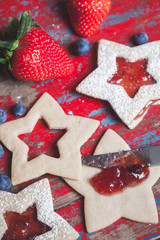 Assembling Jam Filled Star Shaped Cookies