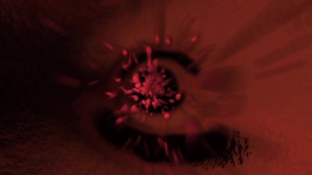 Red blood cells in fast motion like a heart attack tunnel spiral of danger