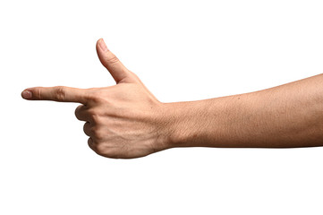 Hand touching or pointing to something