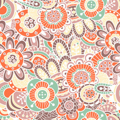 pattern of red and green simple retro flowers