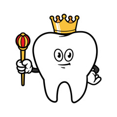 Cartoon King Tooth Character Illustration