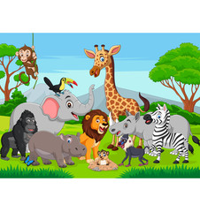 Cartoon wild animals in the jungle © tigatelu