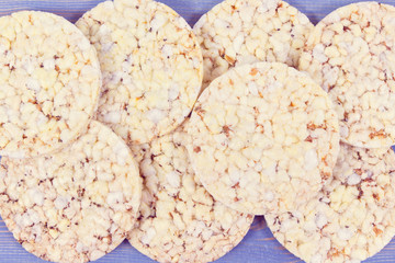 Rice or corn diet bread for breakfast, healthy nutrition concept