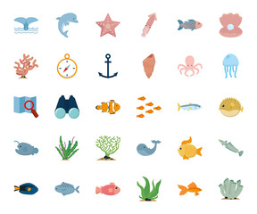 Isolated sea icon set vector design