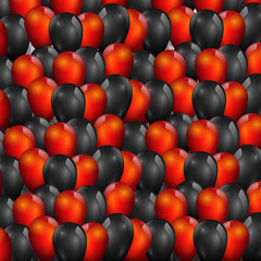 Red and black realistic vector balloons, elegant background for sale