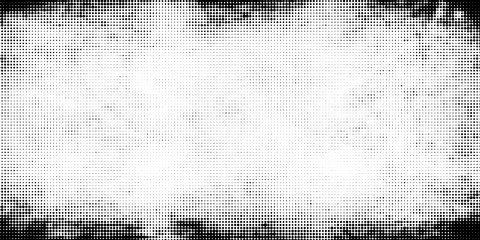 Old grunge dotted background. Abstract distress frame. Halftone effect dots. Vector template for business and graphic designs. - obrazy, fototapety, plakaty