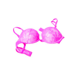 bra or pink colour bra on white background.