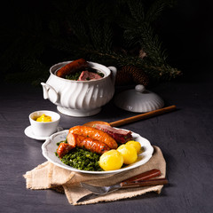 oldenburg kale with pinkel sausage and kassler