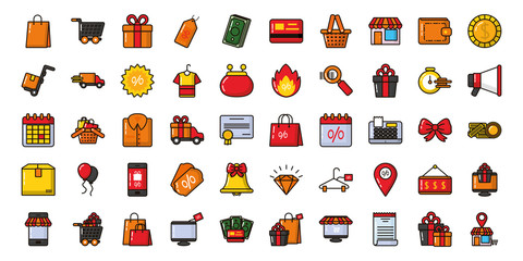 bundle of commercial set icons