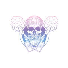 Sketch of hipster skull with vaporizer cigarette