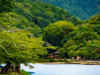 The scenery of the riverbed of Katsura River. Arashiyama, Nishikyo-ku, Kyoto-shi, Kyoto