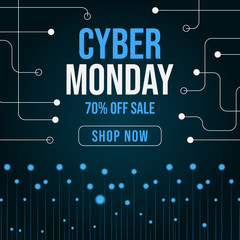 Cyber  Monday Banner abstract halftone background With Gold Color happy new year 2020 background can be used as a template for brochure, annual report, magazine, poster, presentation, flyer and banner