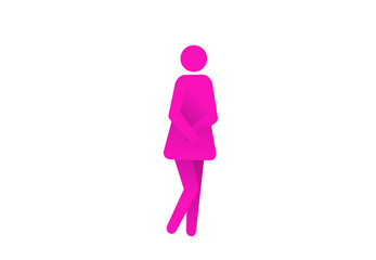 Urinary incontinence, cystitis, involuntary urination woman icon vector illustration. Bladder problems. Menopause, woman health, genital infection, hygiene. Female problems