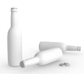 template empty bottle mockup white background , 3d rendering