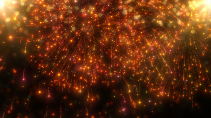 Fireworks and bokeh for 2020 Happy New Yea background, 3D rendering