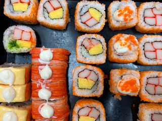 yummy dish with sushi Japanese food