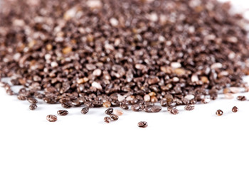 Chia seeds isolated on a white background. Selective focus.