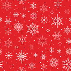 Christmas pattern. Snowflake background. Seamless vector illustration. Flat design style.