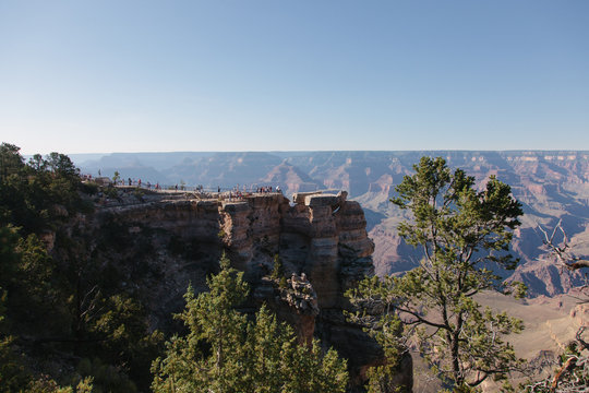 Grand Canyon with tourists on an overlook