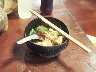 Noodles in a coconut shell