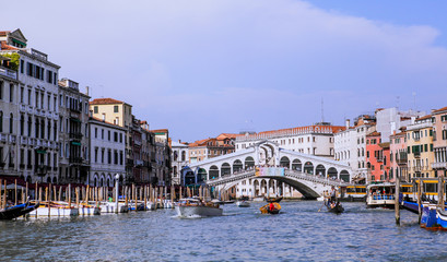 Famous view to te Rialto Bridge, Venice, Italy
