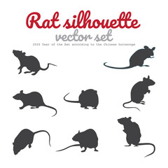 Silhouette of a rat. 2020 year of the rat according to the Chinese horoscope.