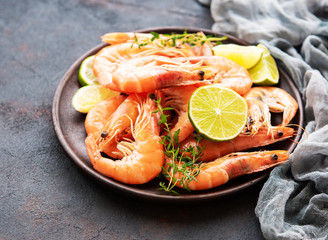 Shrimps served on a plate