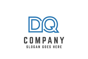 Blue initial letter DQ logo vector template