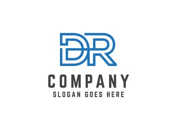 Obraz premium Blue initial letter DR logo vector template