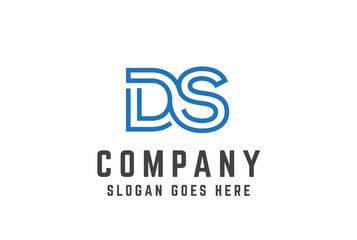 Blue initial letter DS logo vector template