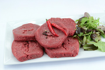 raw meat on a white background