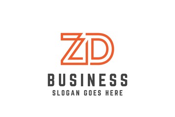 Orange initial letter ZD logo vector template