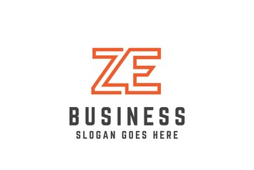 Orange initial letter ZE logo vector template