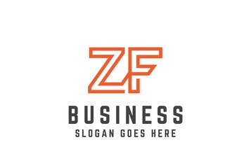 Orange initial letter ZF logo vector template