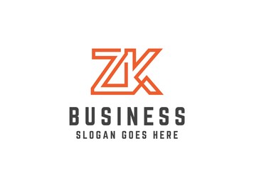Orange initial letter ZK logo vector template