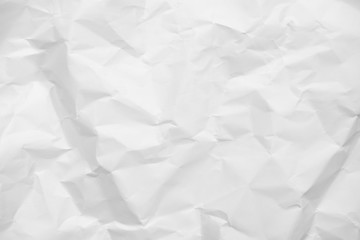 White crumpled paper texture background.