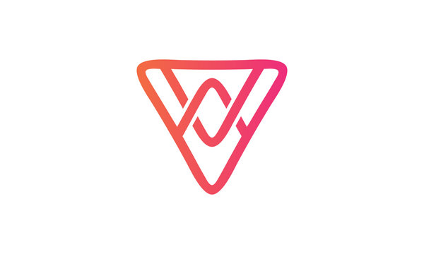 logo triangel line letter v and a vector