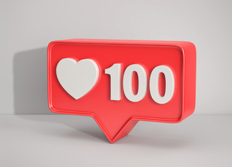 Social media notification icon  on gray background