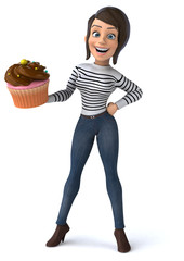 Fun 3D cartoon casual character woman