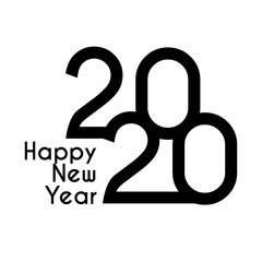 2020 happy new year logo. Vector black label isolated on white 