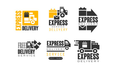 Shipping and Delivery Service Vector Logos Set