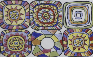 gray kitchen ceramic tile with abstract floral mosaic pattern