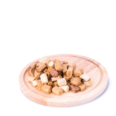 candies or caramel candies on a white background.
