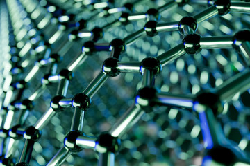 Graphene molecular nano technology structure on a green background - 3d rendering