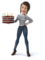 Fun 3D cartoon casual character woman