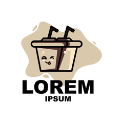 Ice Coffee Mascot Cartoon Design Vector