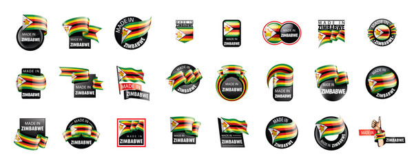 Zimbabwe flag, vector illustration on a white background - obrazy, fototapety, plakaty