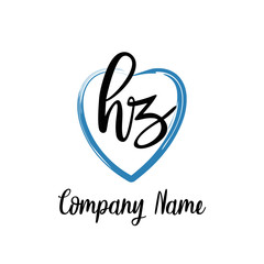 HZ initial handwriting in a love brush-shaped template