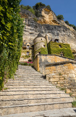 A majestic stone staircase in La Roque-Gageac a charming town in the Dordogne valley. France