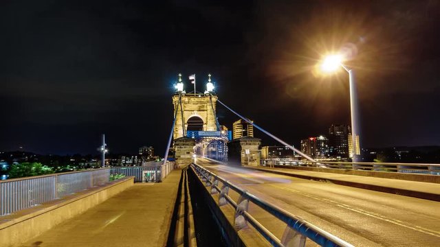 John A. Roebling Suspension Bridge Cincinnati Ohio Hyperlapse